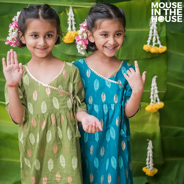Gleaming Leaf (Green)- Ethnic Wear Girls