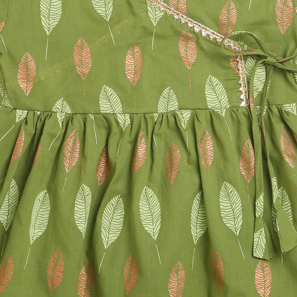 Gleaming Leaf (Green)- Ethnic Wear Girls
