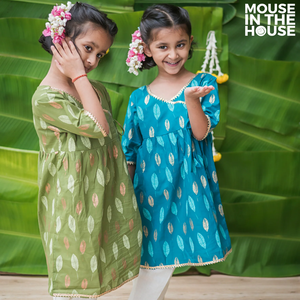 Gleaming Leaf (Green)- Ethnic Wear Girls