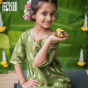 Gleaming Leaf (Green)- Ethnic Wear Girls