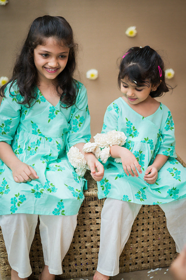 Lane of Happiness (Blue) - Girls Ethnic Wear