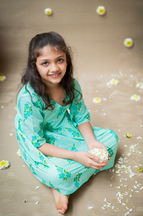 Lane of Happiness (Blue) - Girls Ethnic Wear