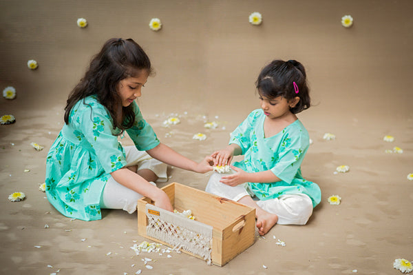 Lane of Happiness (Blue) - Girls Ethnic Wear