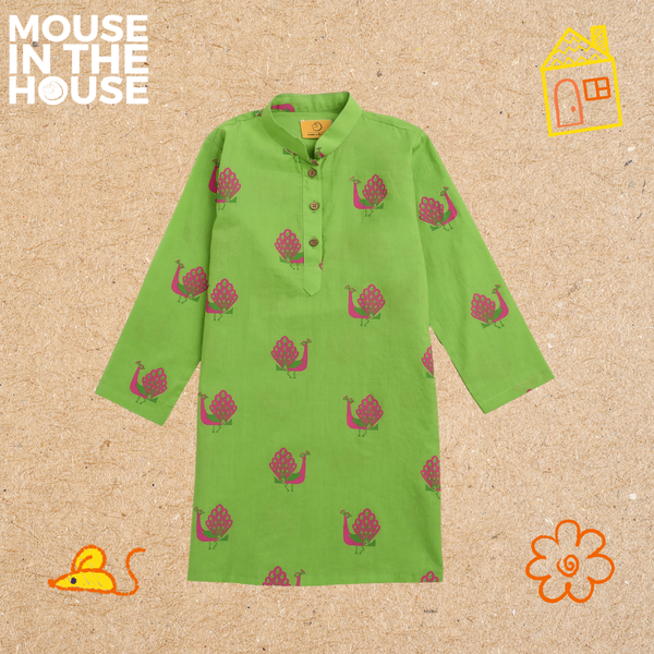 A Graceful peacock Green Ethnic Wear (Boys)