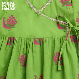 A Graceful Peacock Green Ethnic Wear (Girls)