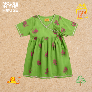 A Graceful Peacock Green Ethnic Wear (Girls)