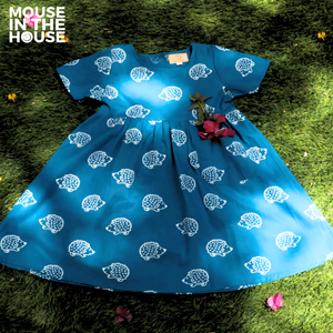 Porcupine Print Indigo Dress