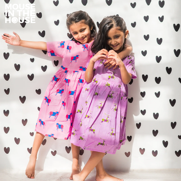 Pink Square - Cotton Dress