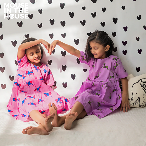 Pink Square - Cotton Dress