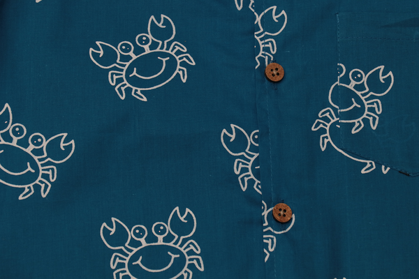 Crab Print Indigo Shirt