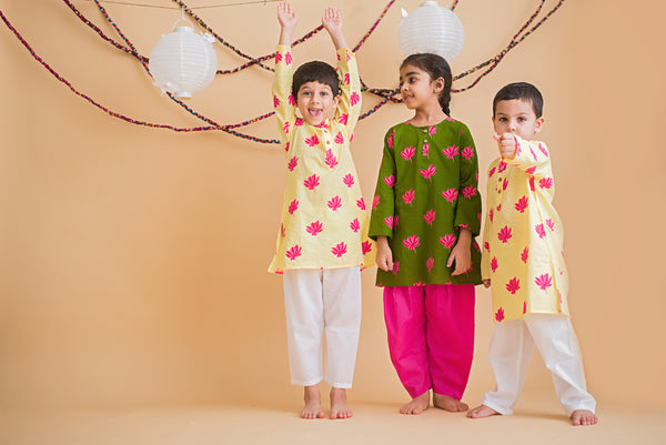 Lotus Bloom (Yellow)- Ethnic Wear Boys