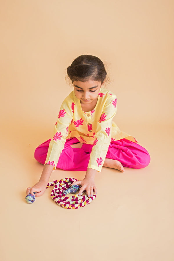 Lotus Bloom (Yellow)- Girls Ethnic Wear