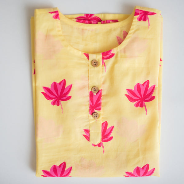 Lotus Bloom (Yellow)- Girls Ethnic Wear