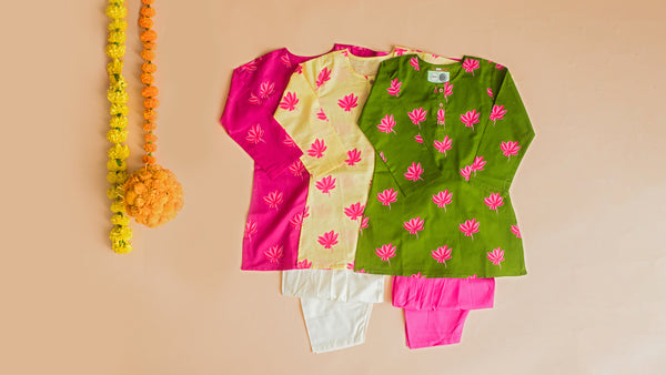 Lotus Bloom (Green)- Ethnic Wear Girls