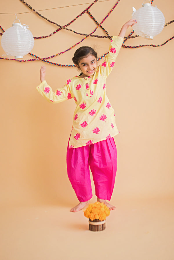 Lotus Bloom (Yellow)- Girls Ethnic Wear