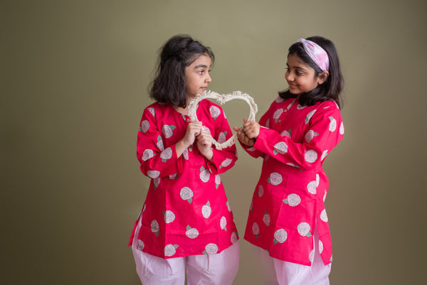 Blooming Red- Ethnic Wear Girls