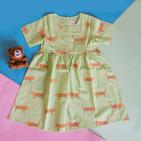 Augustus The Tiger- Green Cotton Dress