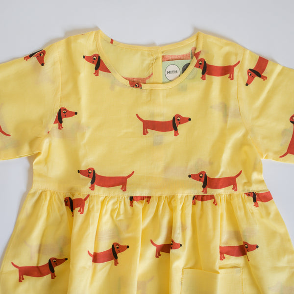 A Dog's Life- Yellow Cotton Dress