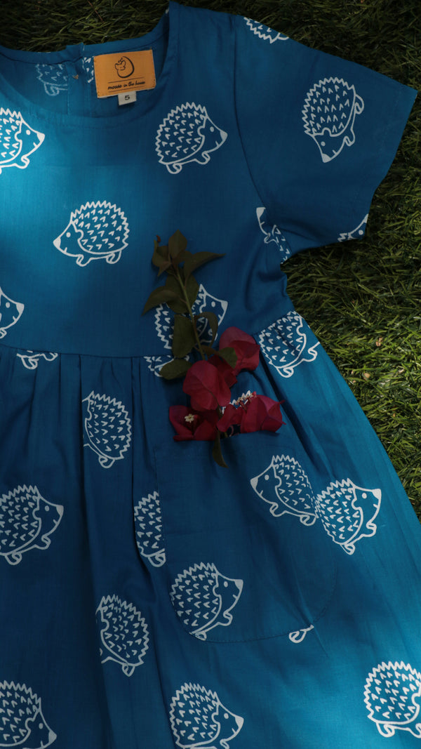 Porcupine Print Indigo Dress