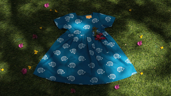 Porcupine Print Indigo Dress
